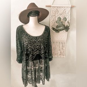 Free People black velvet and lace tunic